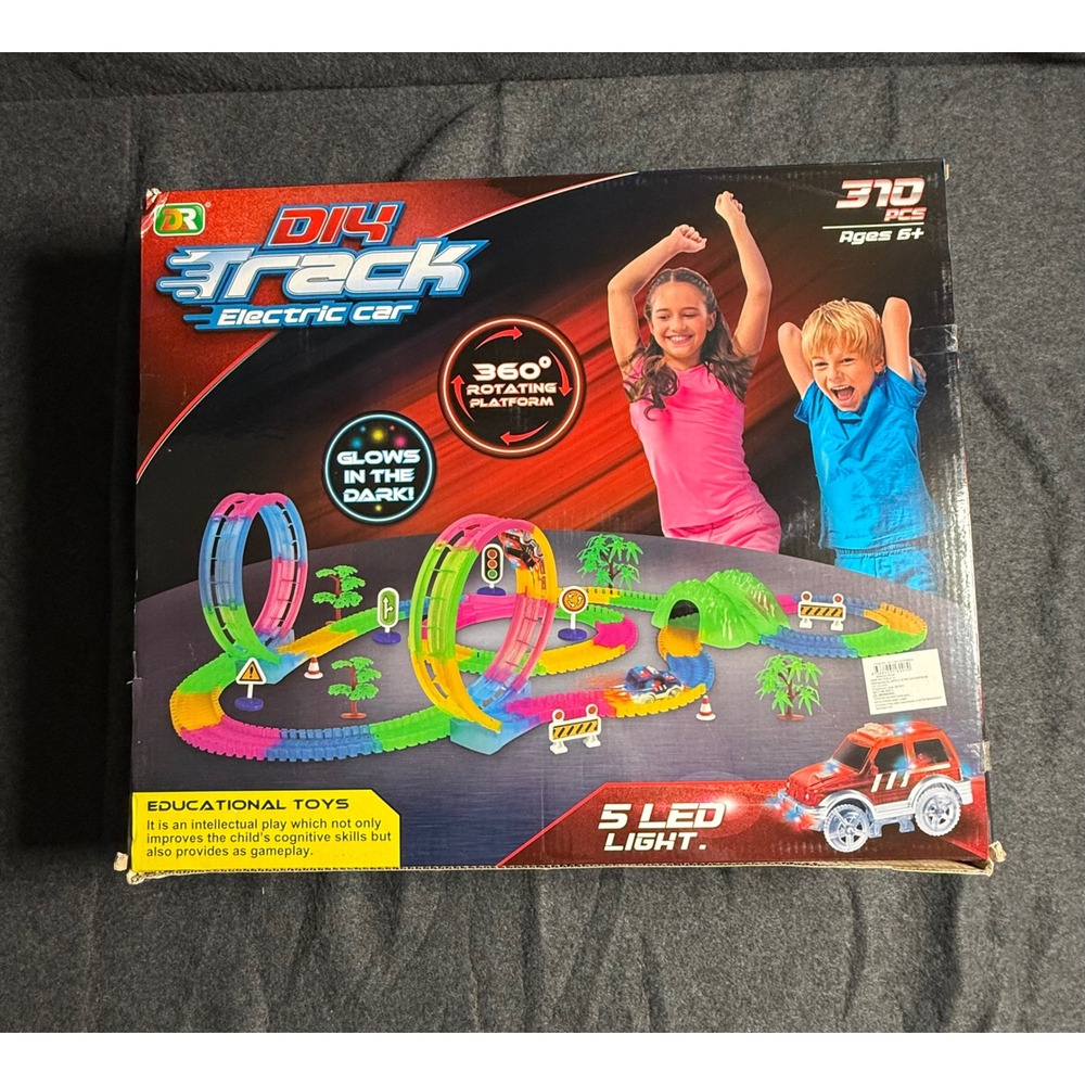 DIY Track Electric Car Glow in the Dark 310 Pcs 360 Rotating Platform DR8003